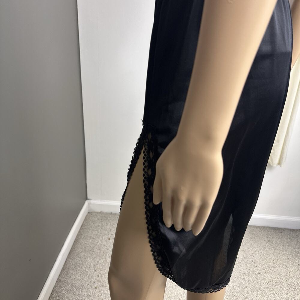 Vintage Mel-Lin Half Slip Skirt Size Medium Black 100% Nylon Double Slits Lace - Picture 5 of 10